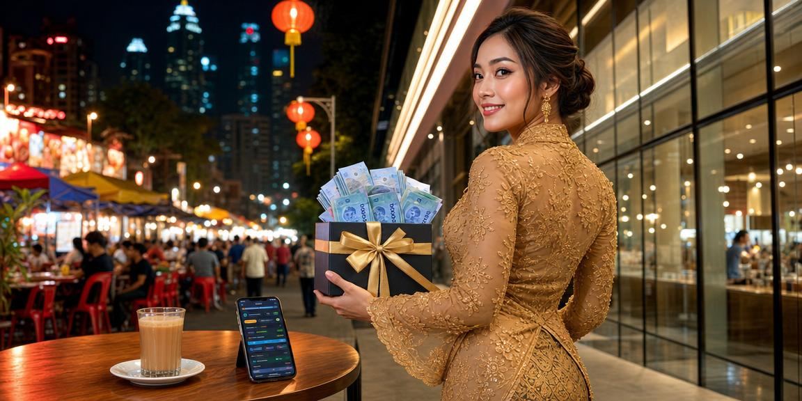 Pengguna telefon pintar menikmati kasino mudah alih di Kuala Lumpur berpakaian kebaya